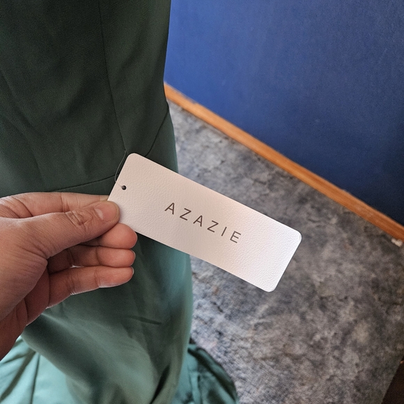 Azazie Camellia Dark Green Corset Maxi Dress womens size medium nwt - Picture 5 of 8